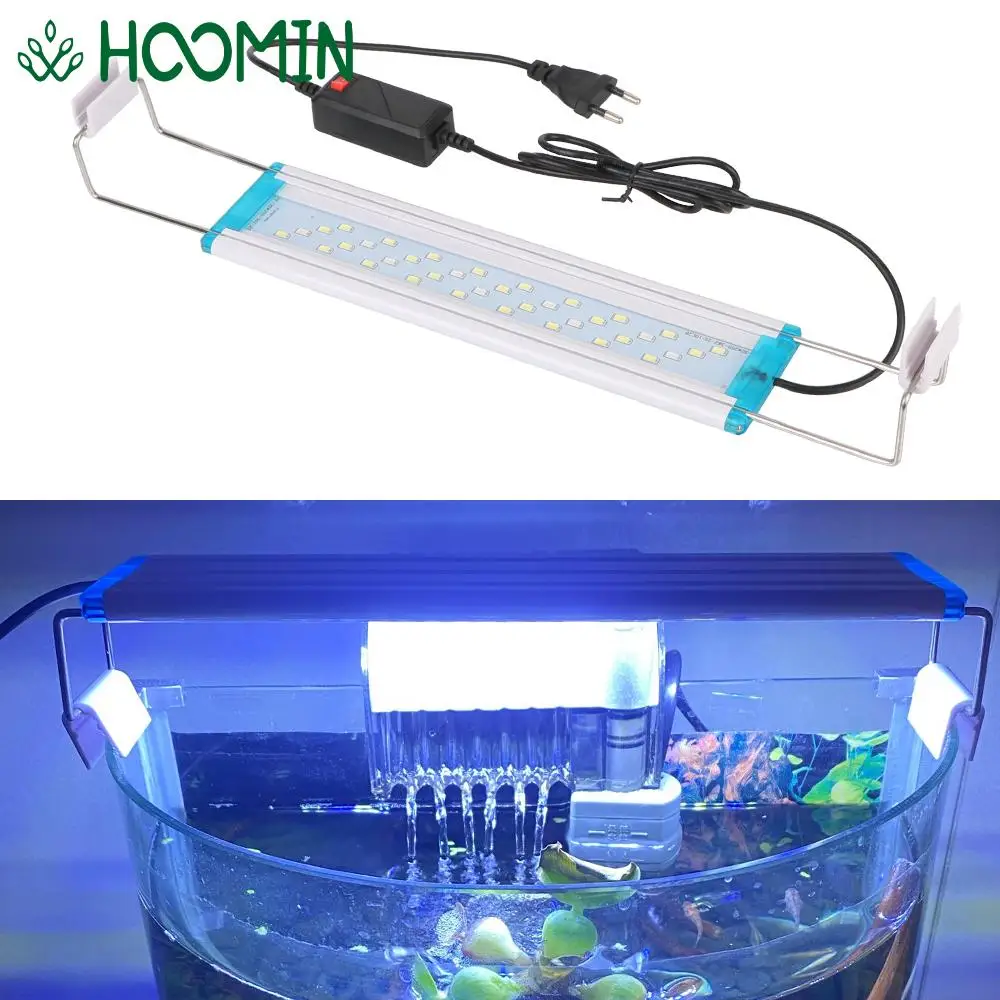 Clip Lamp EU/US Plug White Blue Waterproof Aquarium LED Light Fish Tank Aquatic Plant Grow Lighting 28/48cm Super Slim