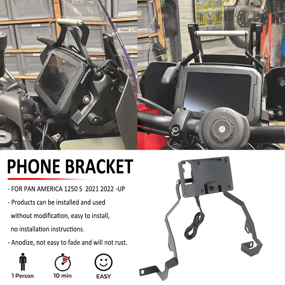 

FOR PAN AMERICA 1250 S PA1250 S 2021 2022 Motorcycle Windshield GPS Phone USB Wireless Charging Holder Navigation Bracket Stand