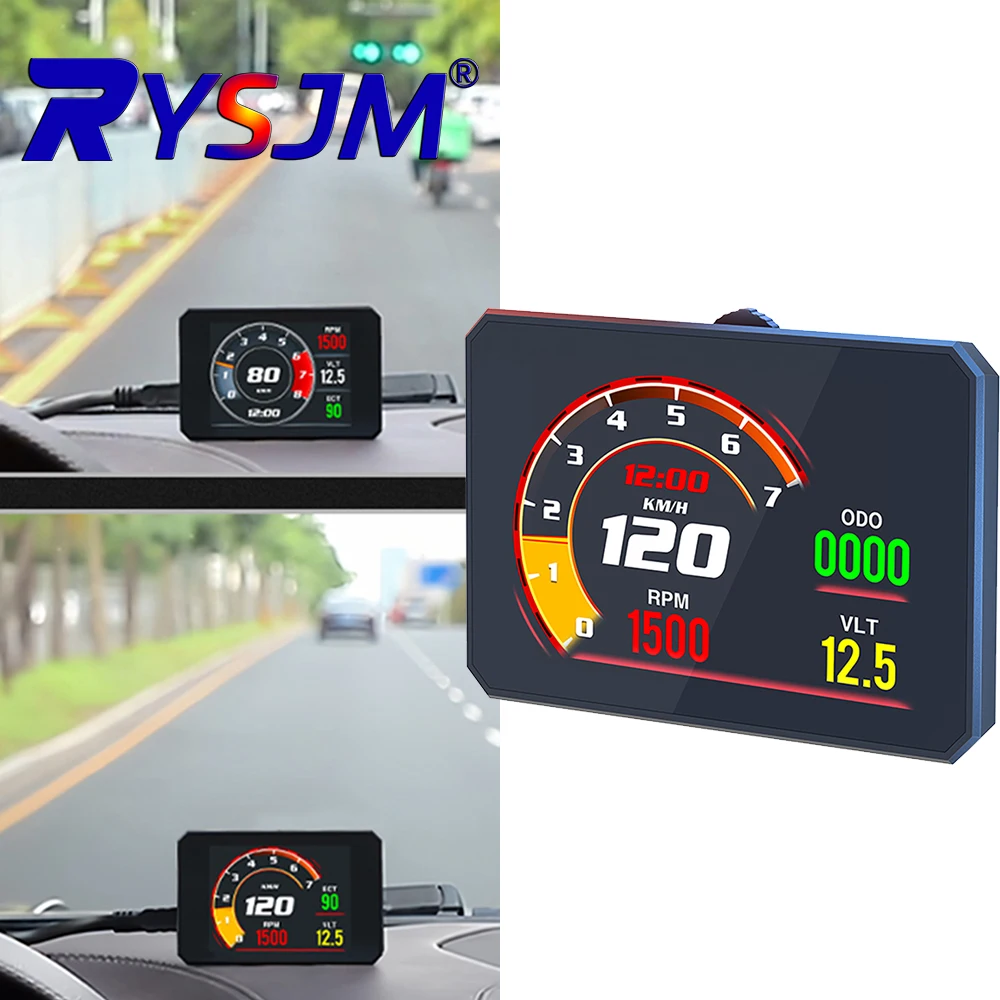 

Умный цифровой автомобильный мультиметр P16 OBD2 с дисплеем на лобовом стекле (HUD) и турбо-сигнализацией, автомобильная сигнализация OBD
