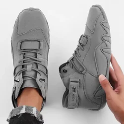 Men's New Leather Design Shoes Lightweight Easy Comfortable Breathable Suitable Outdoor Cycling Walking Flat Bottomed Boots