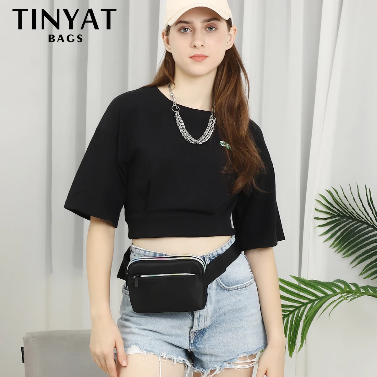 TINYAT Women Waist Bag Shoulder Fanny Pack Phone Money Cash Light Sports Man Women Belt Bag Colors Zipper Fashion Waist Pack Men