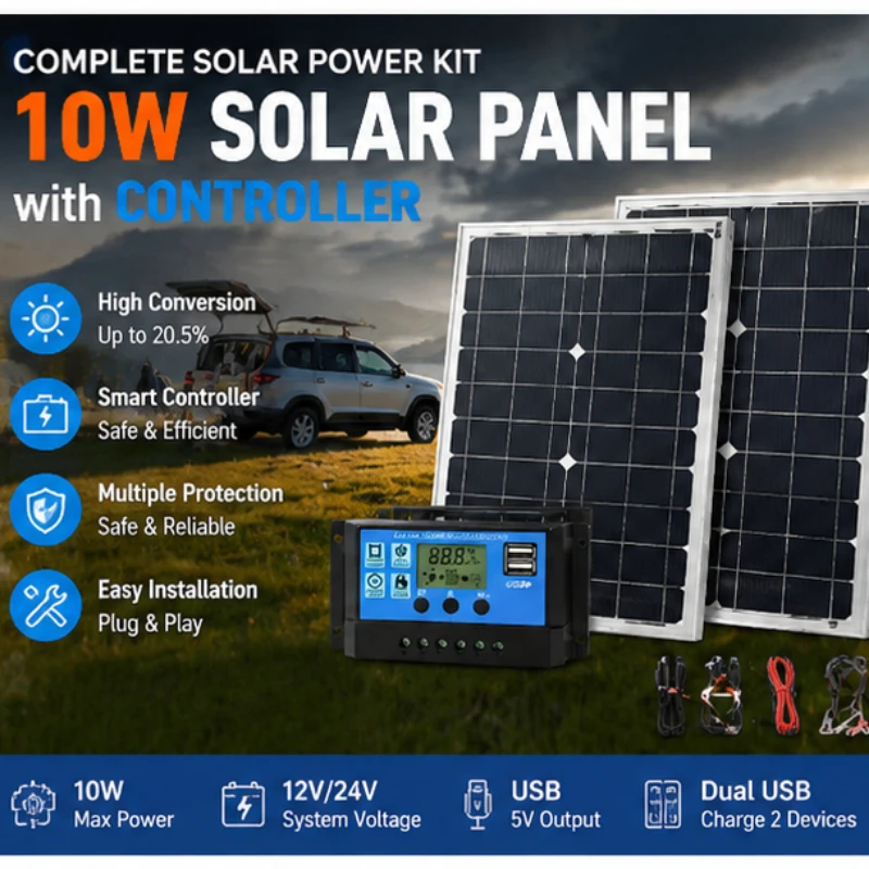Flexible Solar Panel with Controller Bendable Solar Charger for Outdoor Monitoring Chicken Coop Charging Off-Grid Power System