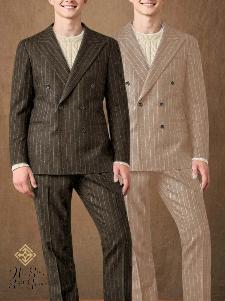 

Youth Suit 2-Piece Set Striped Suit with Tailored Fit Gentleman Student Attire for Gatherings Events Youthful Energetic Cheerful