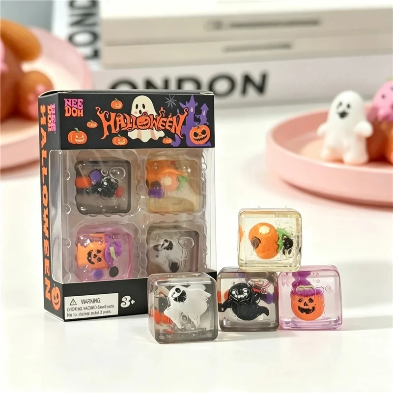 2027 Needoh Halloween Teenie Mini Ice Cube 4Pack Fidger Sensory Toy Blind Box Slow Rebound Anxiety Relief Squeeze Stress Ball view 5