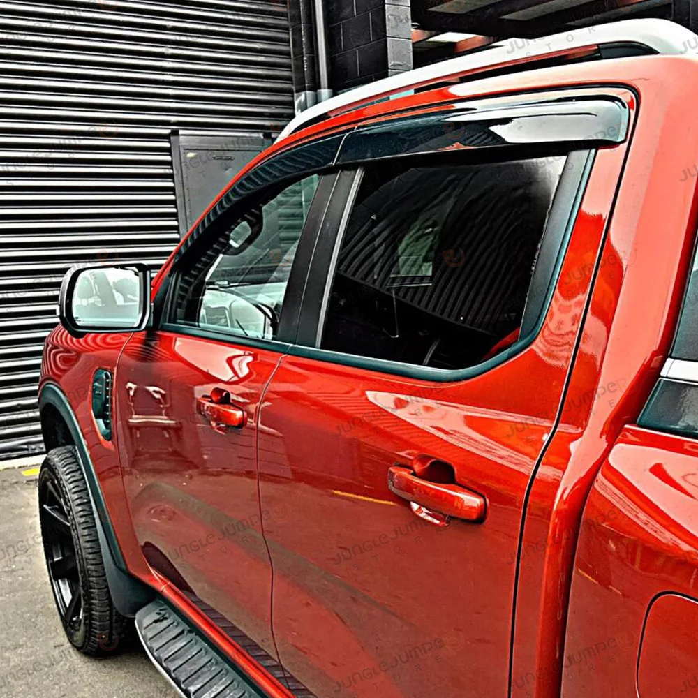 Sun Rain Guards For Ford Ranger T9 2023 2024 2025 Wildtrak Sport XLT XLS XL Smoke Black Window Visor Double Cab Car Accessories