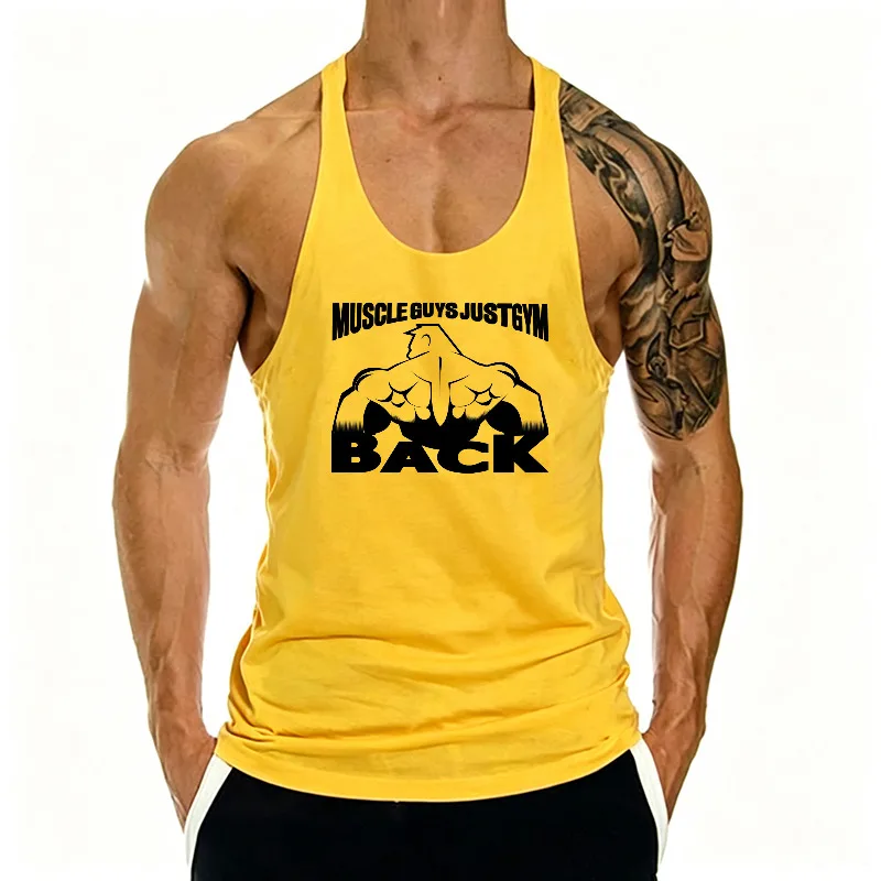 Mens Cotton Athletic Training Stringer Tank Tops Running Vests Y-Back Racerback Muscleguys Gym Bodybuilding Workout Tops