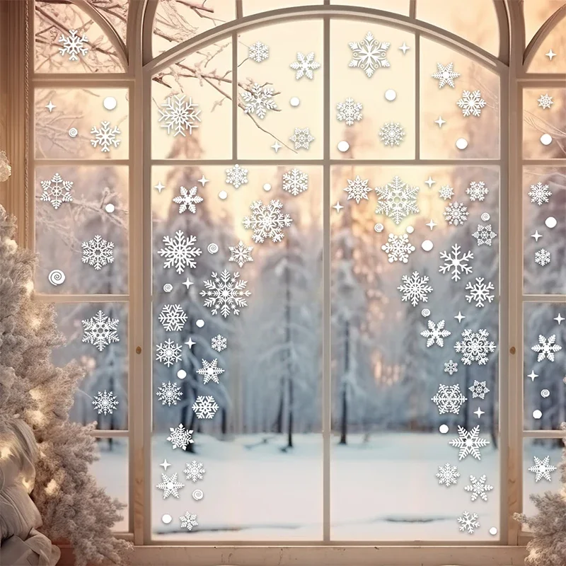 Weihnachtsdekorationen Fensteraufkleber Weihnachten Schneemann Schneeflocke Wandaufkleber PVC Fensteraufkleber Neujahr Zimmer Heimdekoration