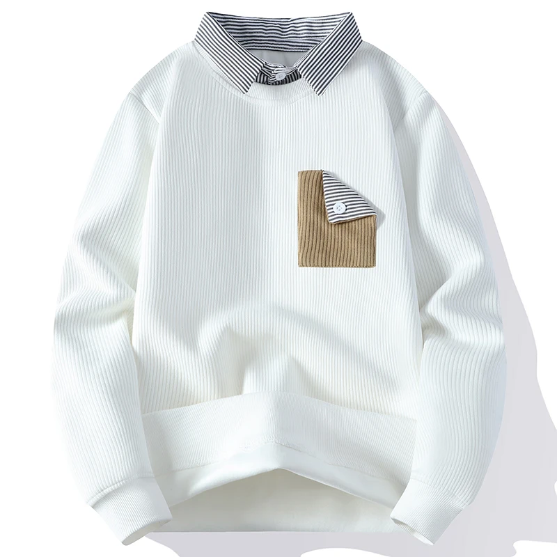 سويت شيرت كاجوال بياقة قميص للرجال فضفاض بأكمام طويلة وطبقة أساسية #2