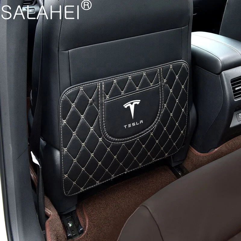

Leather Car Anti Kick Pad Seat Backrest Protection Cover Accessories For Model3 Tesla Model S Model X Y Roadster SpaceX keychain