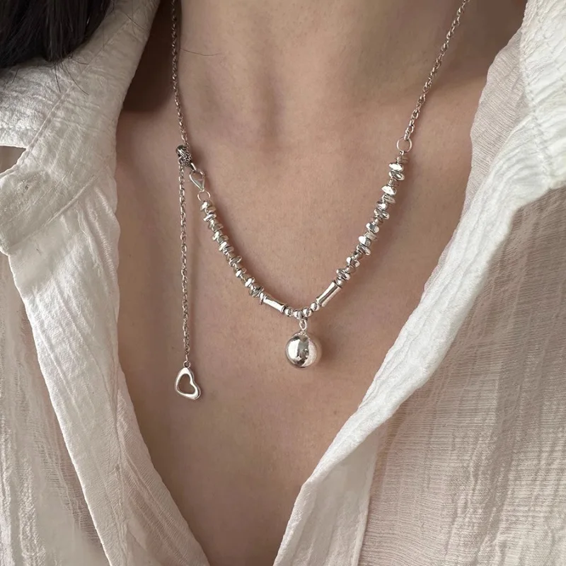PANJBJ 925 Sterling Silber Unregelmäßige Shell Halskette für Frauen Minimalismus Mode Design Trend Süße Schmuck Geschenk Dropshipping – Detail 30