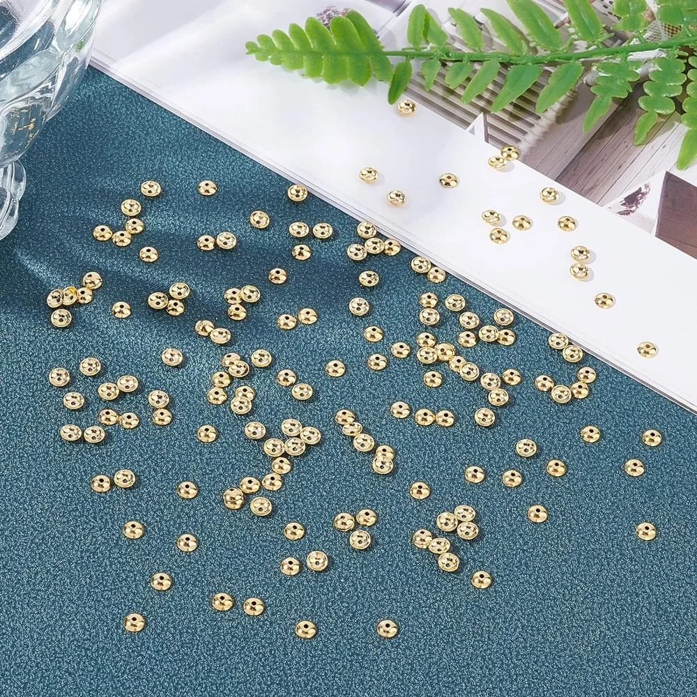 About 150pcs Apetalous Flower Bead Caps 4mm Stainless Steel Spacer Caps Golden Bead Cap Spacers for Bracelet Necklace Jewelry