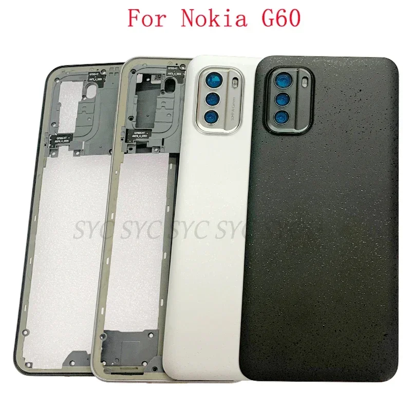 

Задняя крышка, чехол для задней двери для Nokia G60, крышка батарейного отсека со средней рамкой, запасные части для рамки камеры