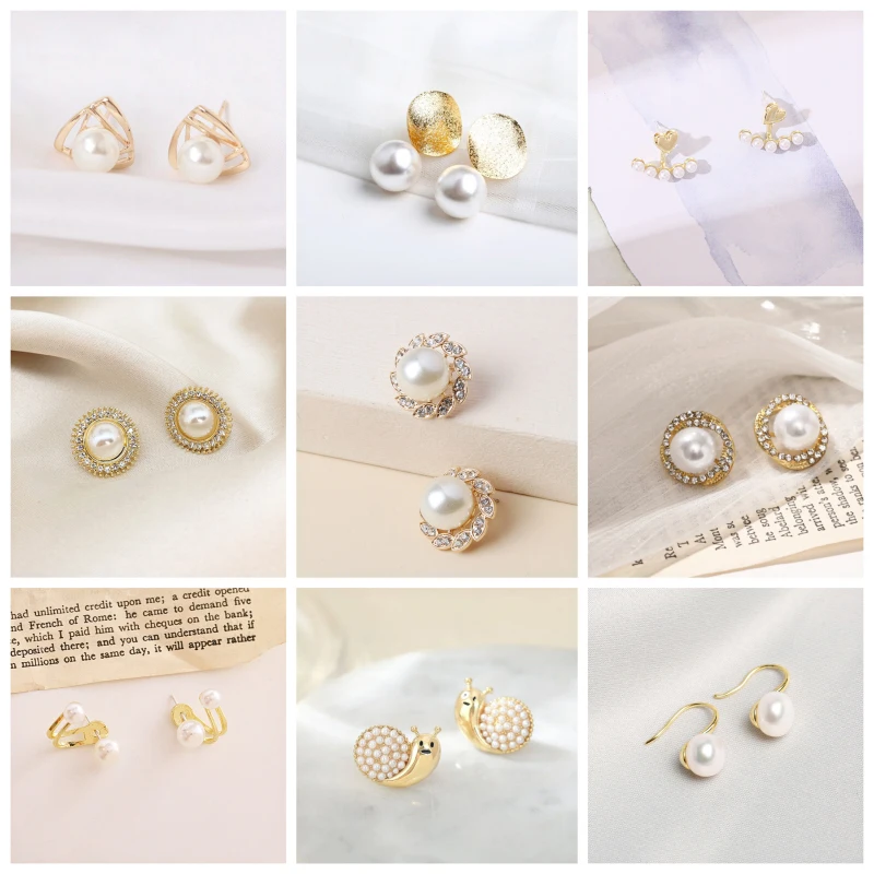 Korean New Pearl Stud Earrings White Color Simulated Pearl Rhinestone Chic Small Earrings Charming Birthday Gift bijoux femme