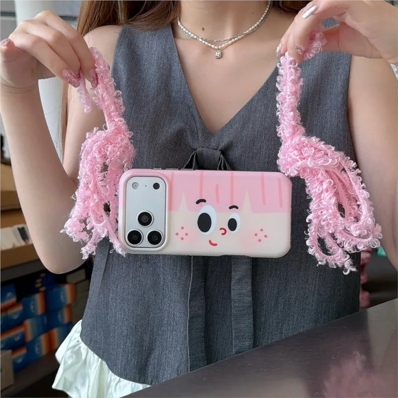 DIY Hairstyle Pink Braid Customizable styling Phone Case for iPhone 15 16 17 Pro Max 17Pro Cute Cartoon Fashion Girls Cover view 2