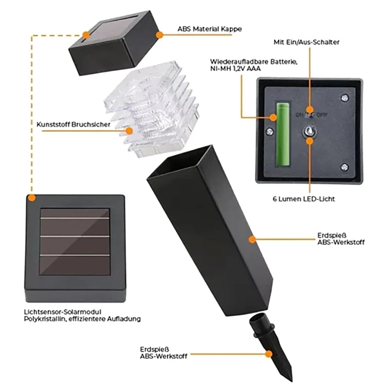 4 PCS De-Icing Light Solar-Powered De-Icing Light Solar Outdoor De-Icing Light Solar Ground Plug-In Light Warm Light