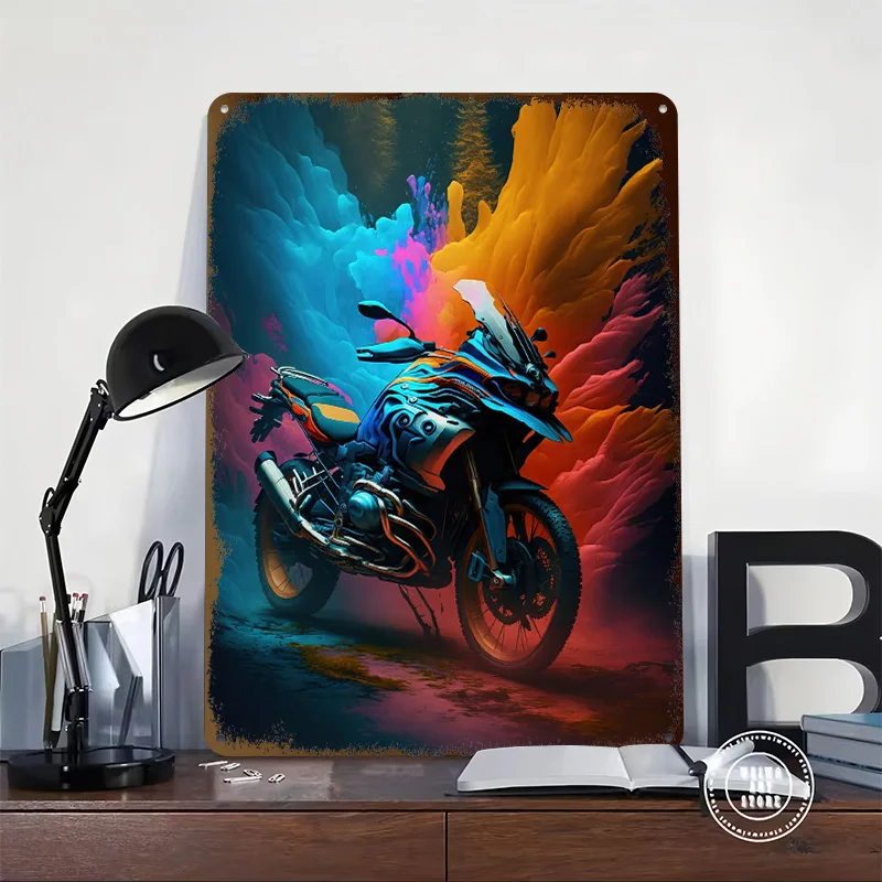 Sports Car R 1250 GS Printed Poster Customized Wall Art Retro Vintage Metal Tin Signs for Room Bedroom Decoration Gaming House