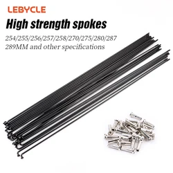 LEBYCLE Bicycle Spokes Wire Mountain Road Bike 304 Stainless Steel Spokes 14G black High-Strength Bicycle Spokes 29 Spoke Cap