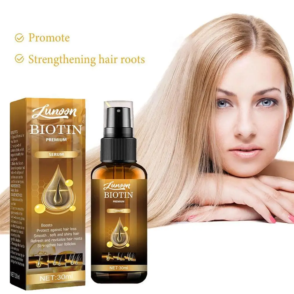 Spray de biotina para prevenir la caída del cabello, líquido nutritivo para reparar el cabello dañado, suave y brillante, 30ml