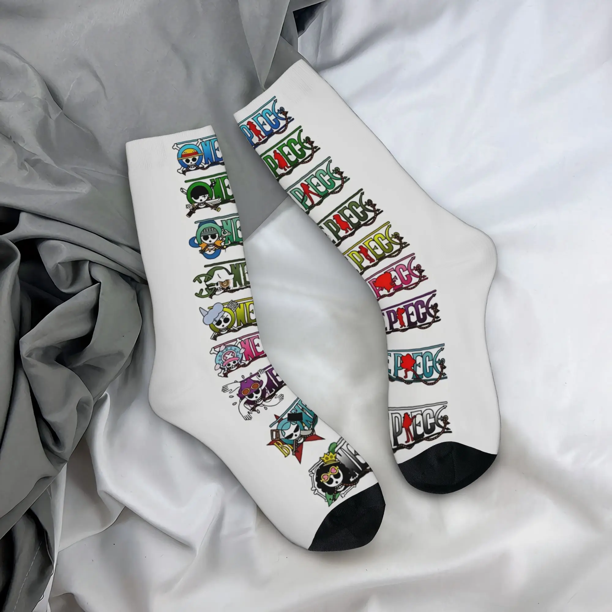 Funny Sock One Piece One Piece All Logos Hip Hop Seamless Pattern Printed Men Socks Casual Men's Socks