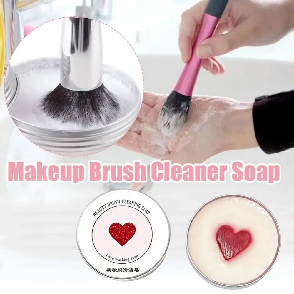 

Hand-washing Makeup Brush Cleaner Soap Heart Shape Silicone Pad Beauty Sponge Cleaner Solid Bar Stain Removal