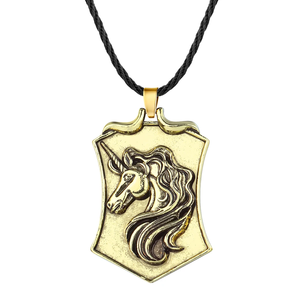 Oxidized Shield Animal Unicorn Men Necklace Slavic Viking Vintage Jewelry Celtic Fashion Pendant Necklace Collar
