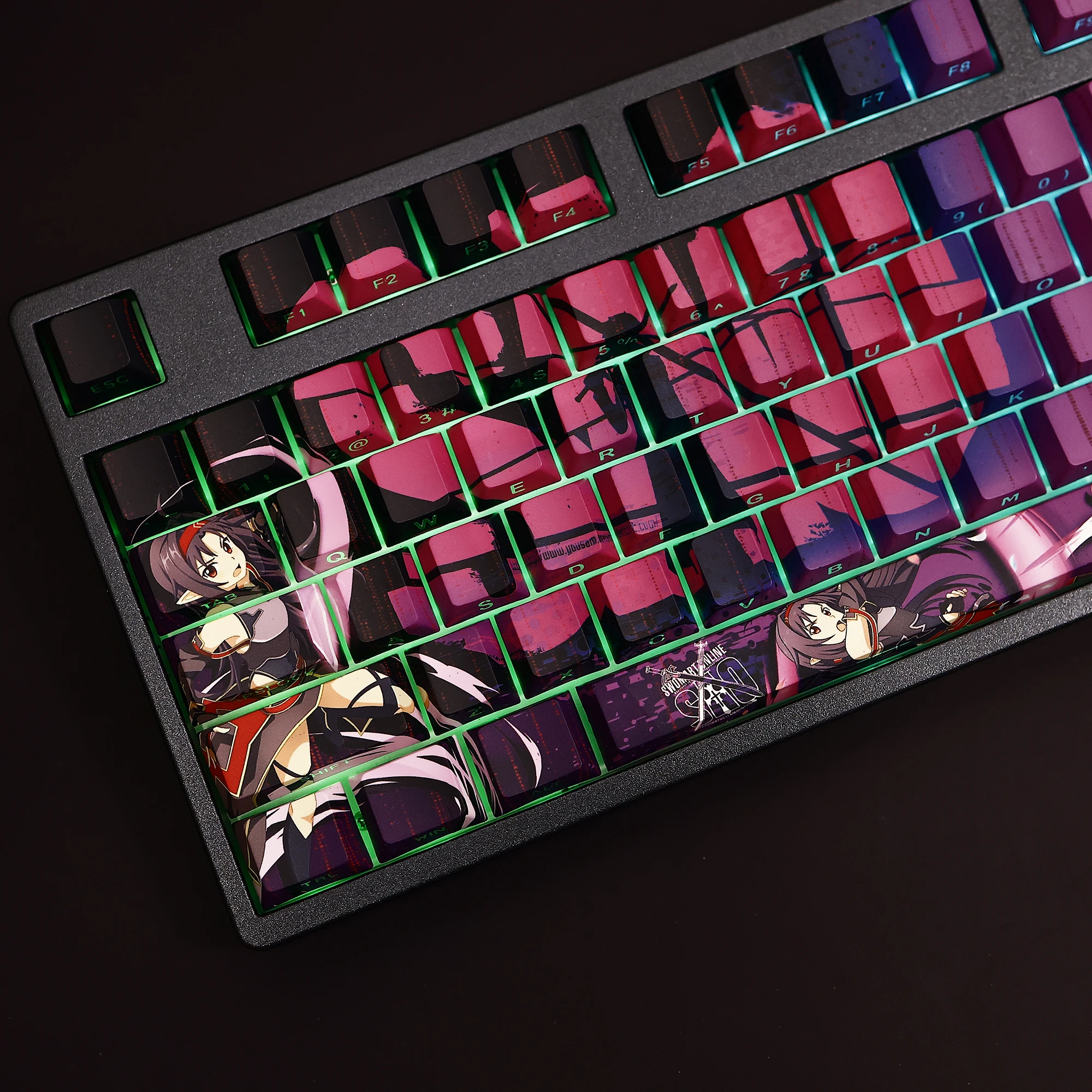 108 مفاتيح/مجموعة Yuuki Sword Art Online SAO لطيف فتاة لتقوم بها بنفسك PBT الكرز الشخصي أغطية المفاتيح لمفتاح MX للوحة المفاتيح الميكانيكية لعبة هدية #2