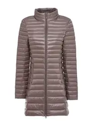 Casacos de pato para mulheres, ultra leve, casaco longo, casacos quentes, à prova de vento, fino e portátil, jaqueta puffer feminina, novo, inverno, 0-10 ℃, 2024