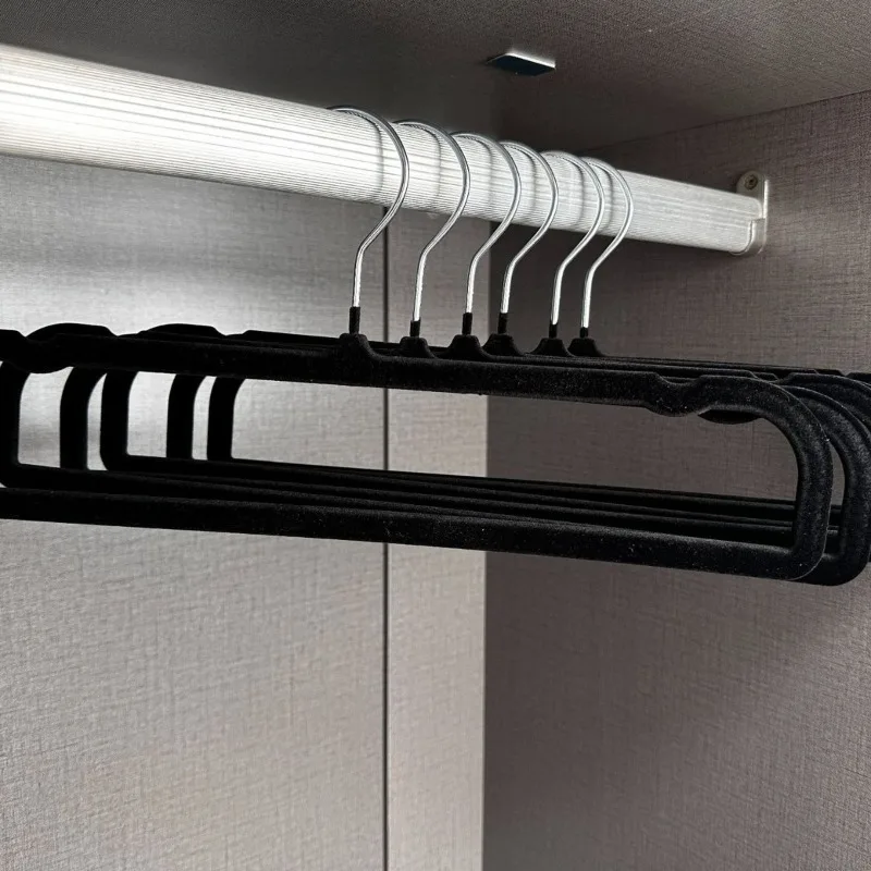 10Pcs Flocked Trouser Hanger Wet and Dry Organizer Non-slip Traceless Clothes Hanger Trouser Rack High-end Household Traceless