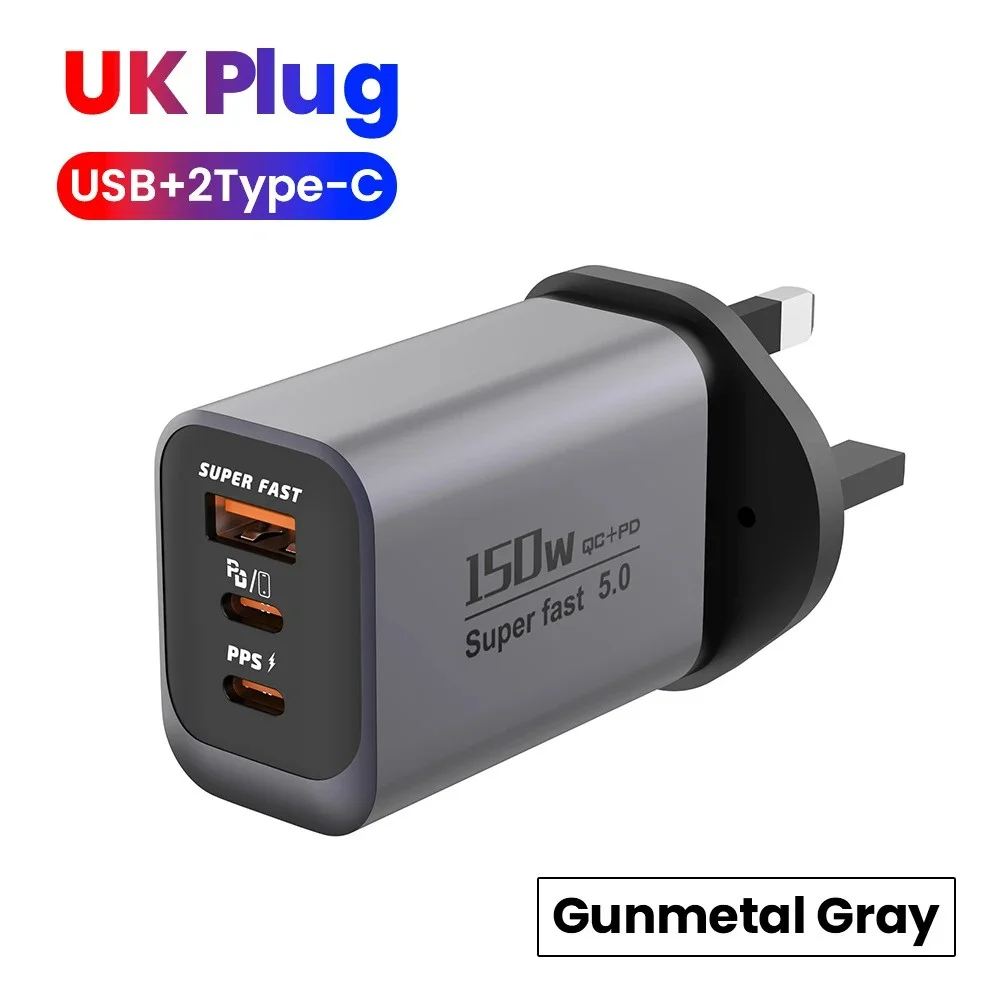 USB Type C 150 W Oplader USB QC3.0 Snel opladen Mobiele telefoon oplader Reisadapter voor iPhone 17 Samsung Xiaomi EU/UK/US-stekker