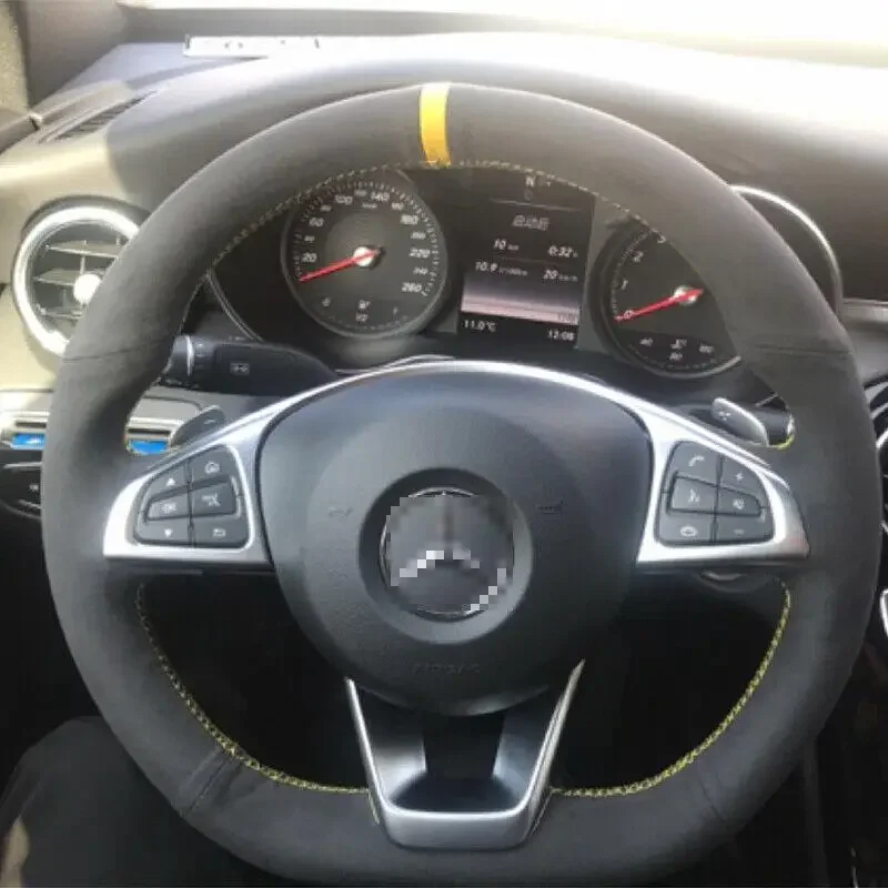 

Черный замшевый чехол на руль автомобиля для Benz Amg C200 E260l 350 C260g E3001