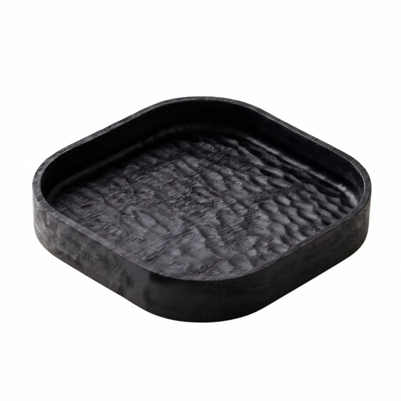 Hammered Walnut Wood Serving Tray | Serving Tray with Raised Sides, for Coffee Tables