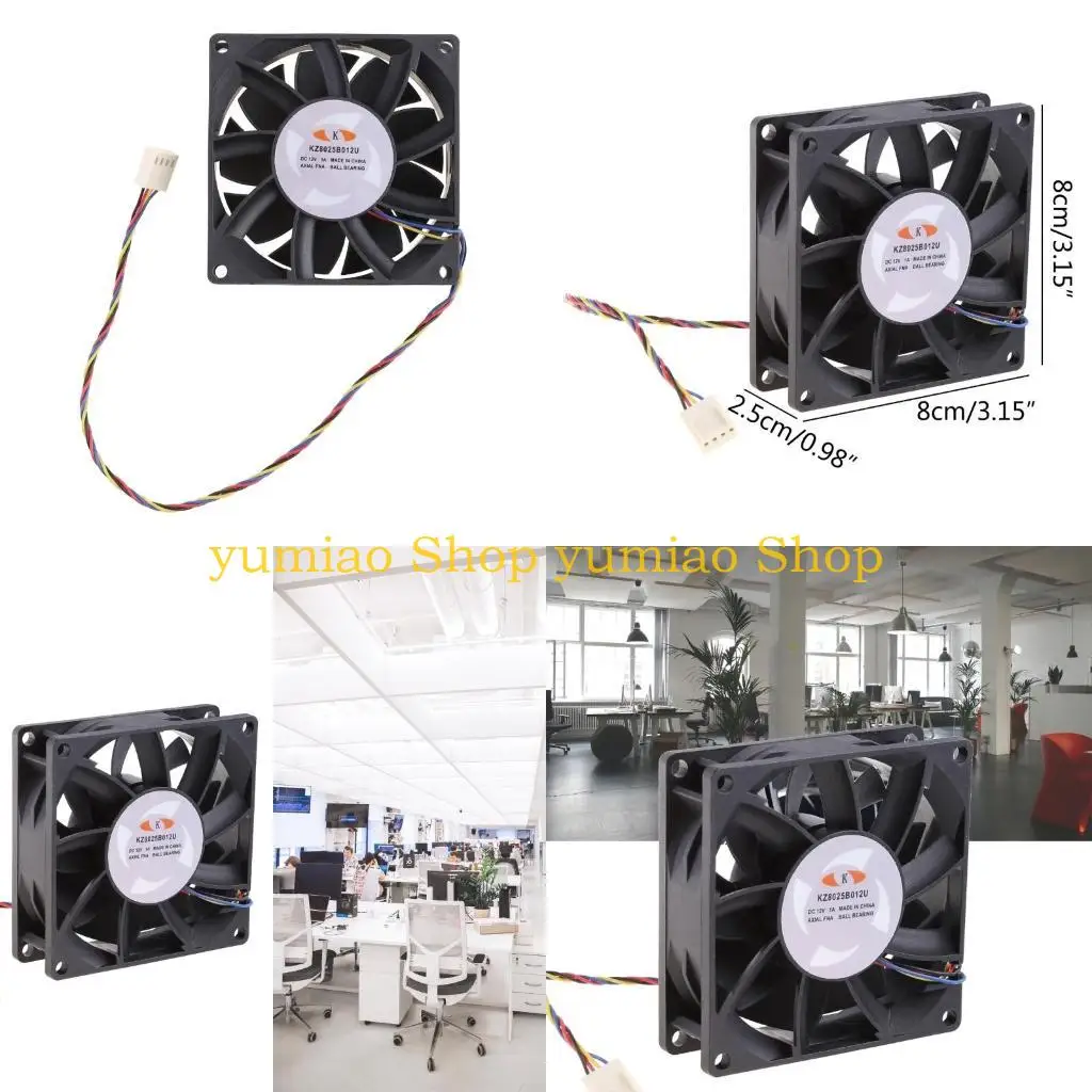 

587B KZ8025B012U 8cm Fan 12V 1.00A 4 Lines 4pin High Speed Server Power Cooling Fan