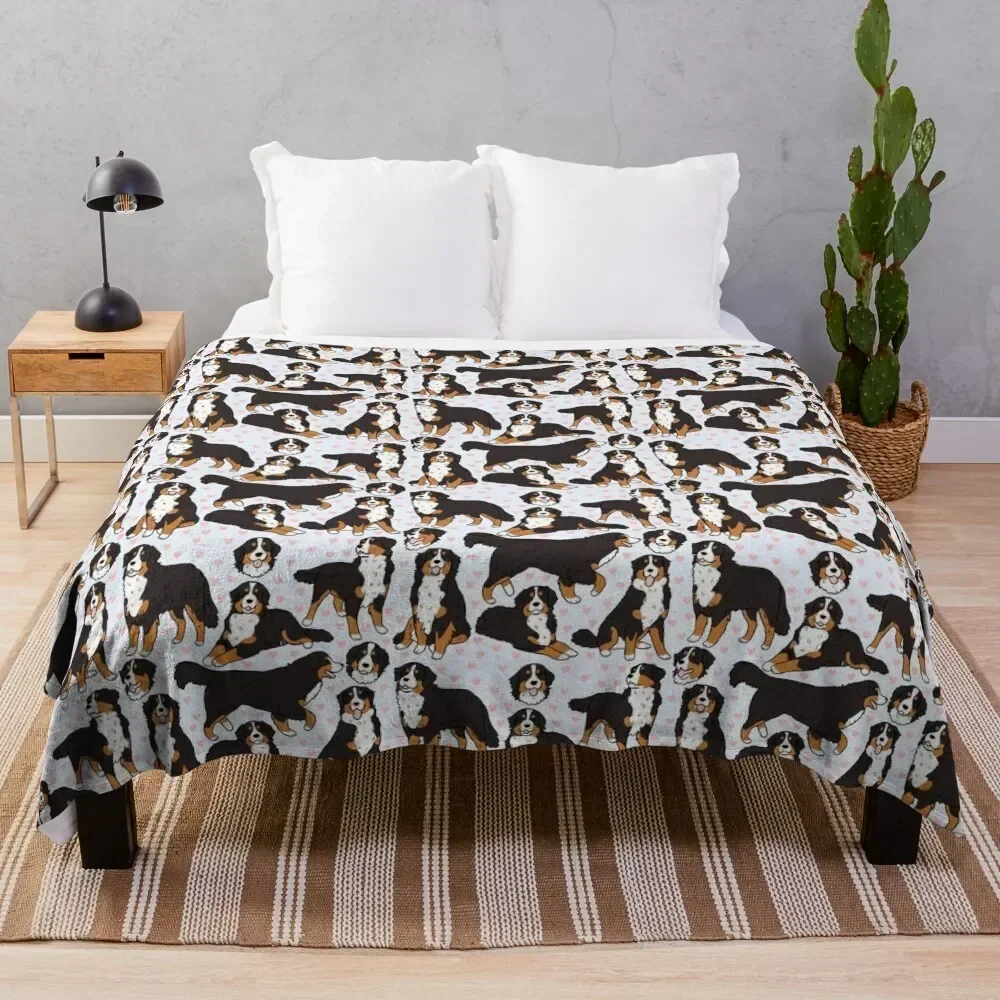 

Bernese Mountain Dog cute illustration pattern Throw Blanket Outdoor Soft Blanket for Picnic Beach Camping