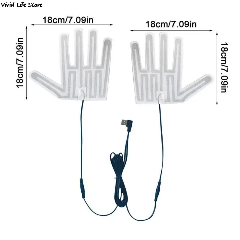 Almohadilla de guantes calentados por USB, guantes cálidos de cinco dedos para invierno, almohadilla calefactora, película calefactora eléctrica, hoja calefactora para esquiar y ciclismo