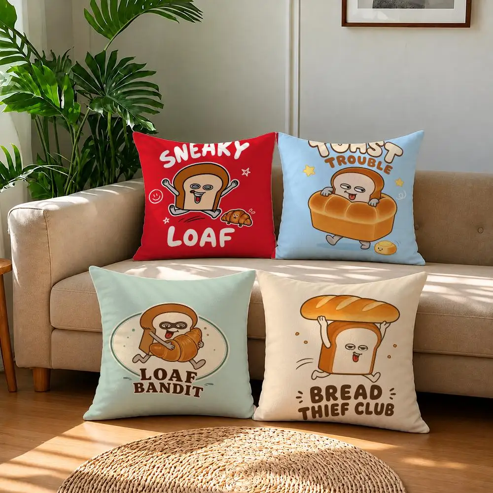 cute Bread Thief Cushion Cover Short Plush Pillowcase, Sofa Bedroom Home Decor & Holiday Gift