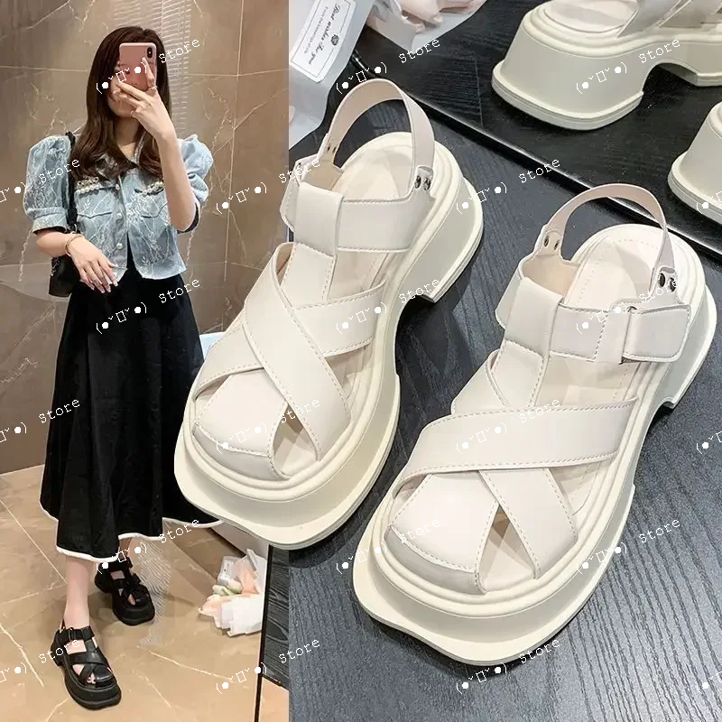 

internet celebrity hot sandals women's thick sole 2025 summer new item baotou fashionable high heels hot shoes