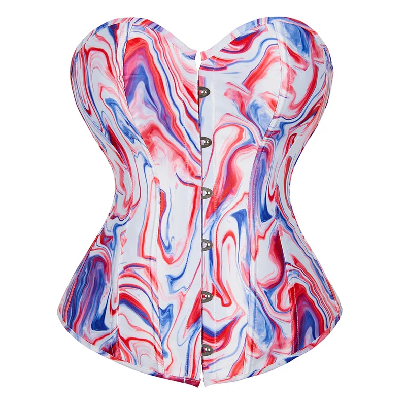 Corsets Top Sexy Women Bustier Overbust Print Graffiti Color Matching Lingerie Vintage Plus Size Burlesque Costume DropShipping