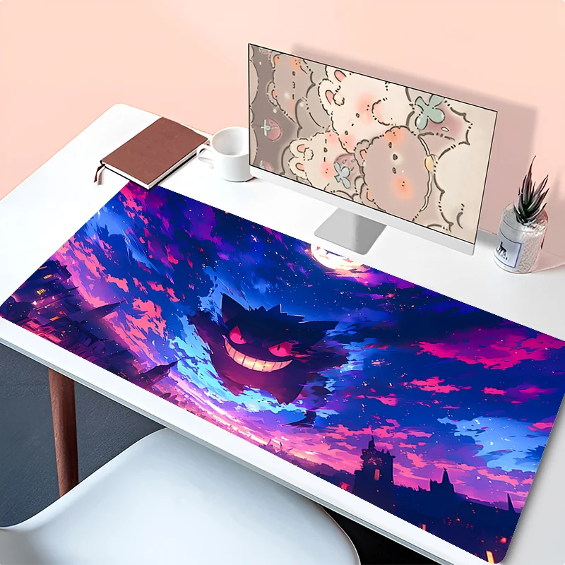 Laptop Japan Anime Extended Desk Mat XXL Purple Mousepad PC P-pokemon Gengar Keyboard Rug XXL Gamer Cabinet Mouse Pad Best Gift