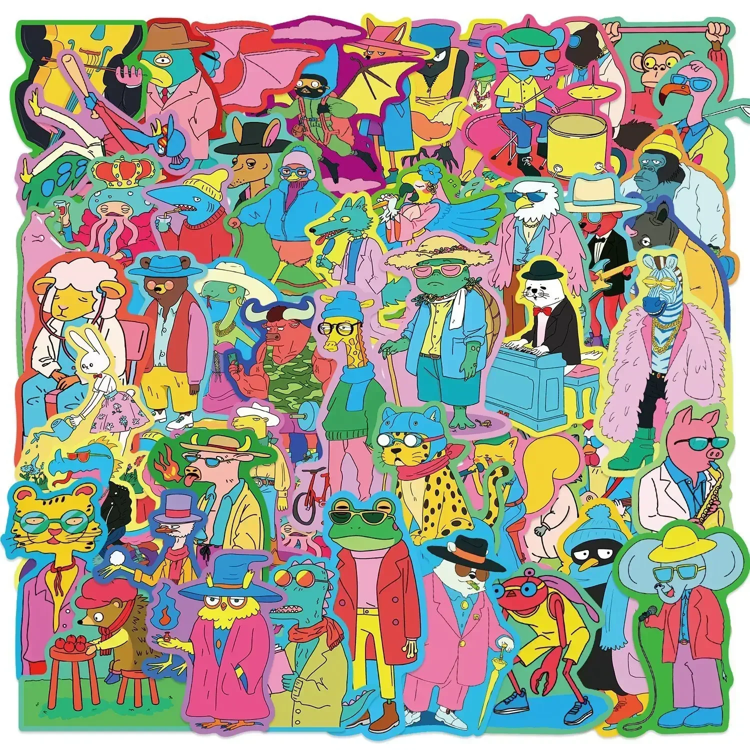 50/77 pçs dos desenhos animados kawaii bonito gatinho animais graffiti adesivo bicicleta skate capacete do carro notebook computador crianças decalques