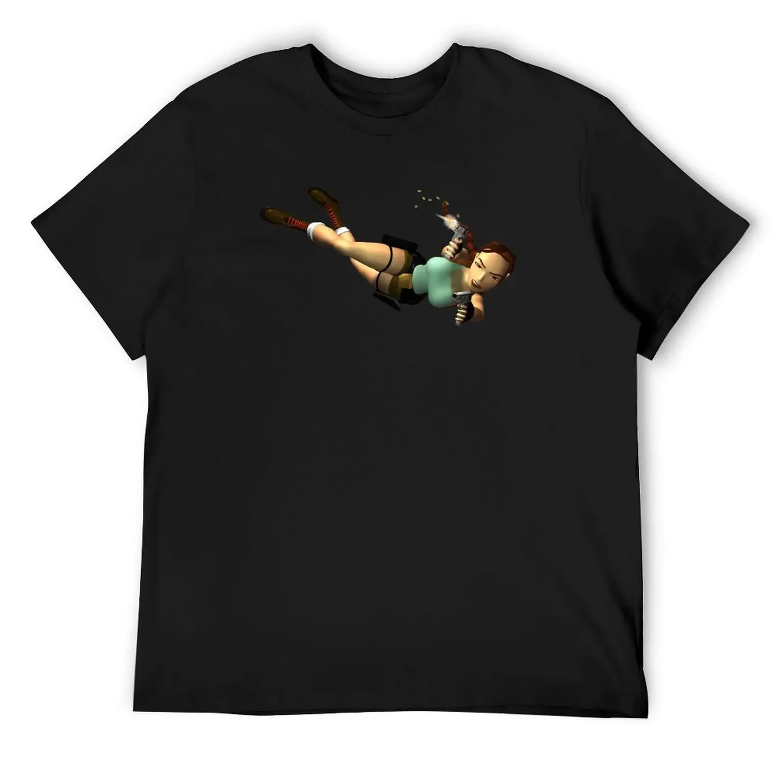 

LARA CROFT - Double Pistols Action T-Shirt customs cute clothes tshirts for men