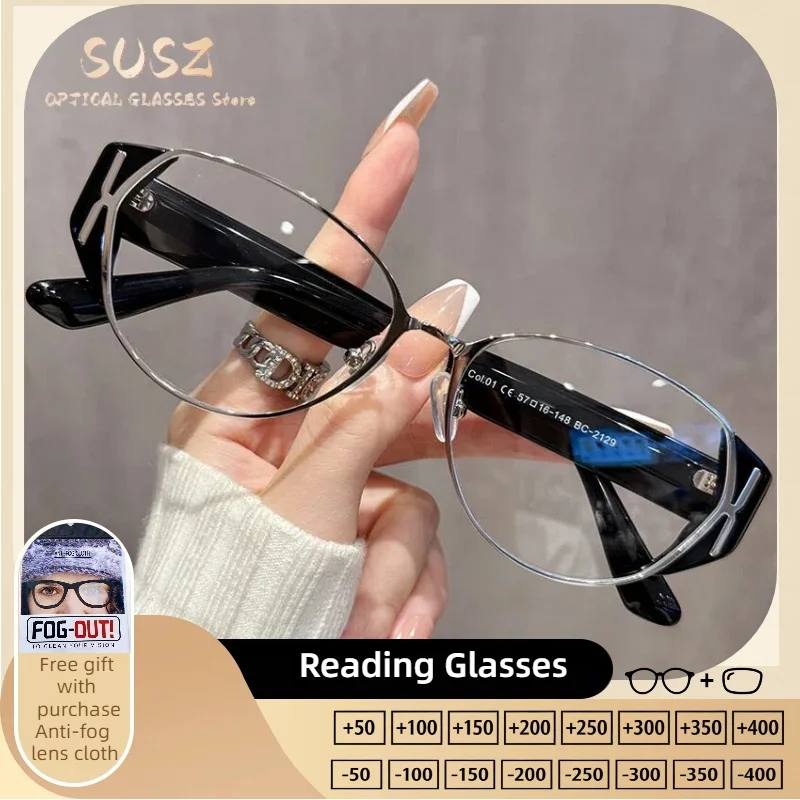 

SUSZ Textured Reading Glasses Women High Quality Blue Light Blocking Myopia Glasses Anti-Reflective Optical Eyeglasses Frame