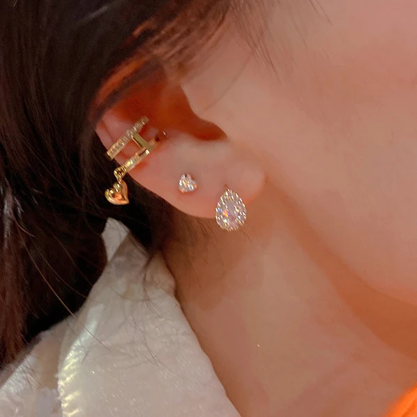 INZATT Real 925 فضة الزركون قطرة الماء هوب أقراط للأزياء النساء هندسية غرامة مجوهرات الحد الأدنى اكسسوارات