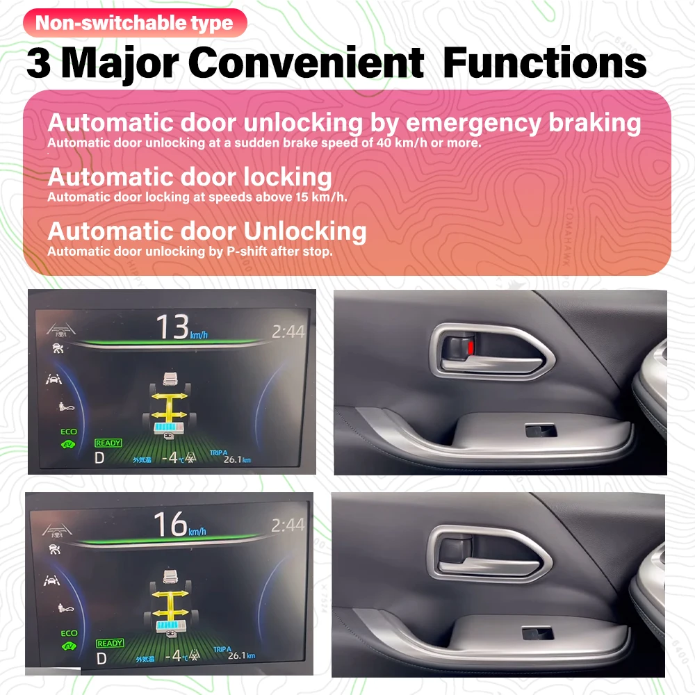 Obd Snelheid Automatische Deurslot Unit Voor Toyota Prius 2023 Aqua Voxy Noah 90 2023 Yaris Cross Hybride Autolock Obd Link Speed lock