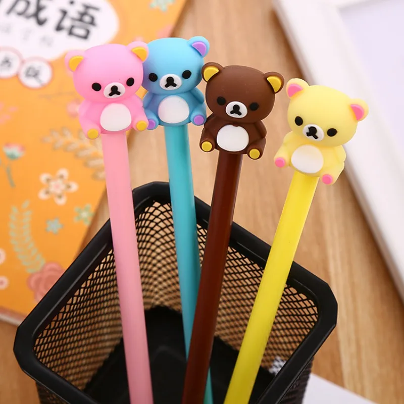 Imagem -03 - Urso Bonito dos Desenhos Animados Neutro Pen Criativo Estudante Papelaria Material de Escritório de Volta às Aulas 24 Pcs