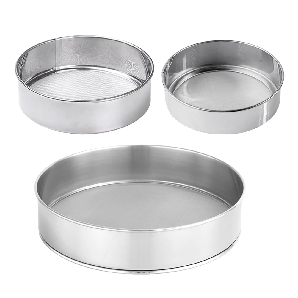 3 Pcs Flour Sieve Filter Fine Mesh for Cooking Thicken Stainless Steel Sifters Baking Supplies Kitchen