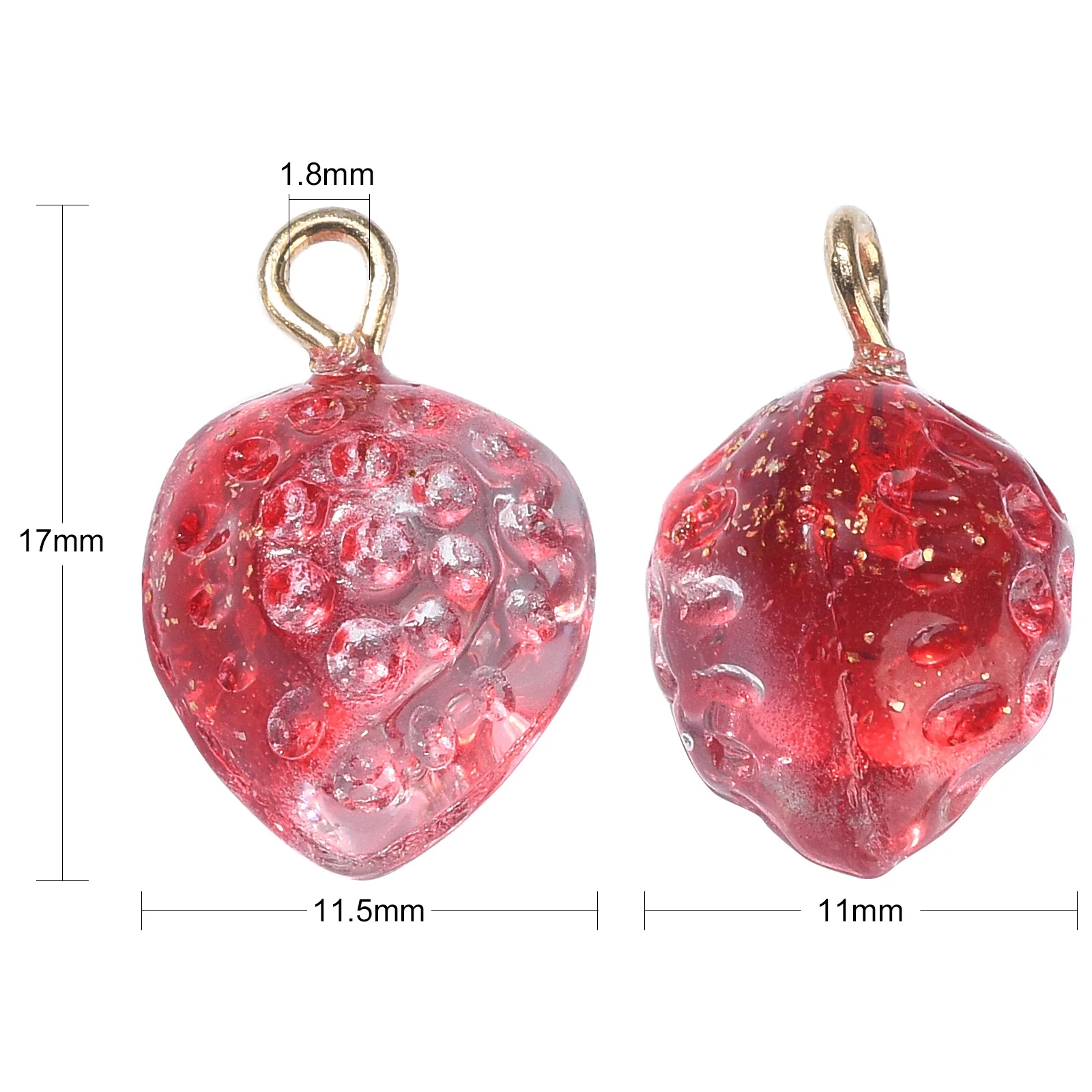 50Pcs Random Color Transparent Spray Painted Glass 3D Strawberry Charms Cute Glass Fruit Charms for Jewelry Crafting Making DIY