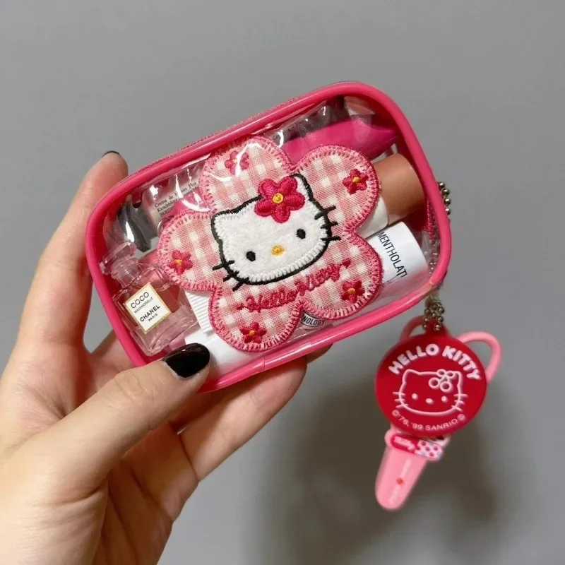 Hello Kitty Mini Organizer Makeup Bag Cute Transparent Waterproof Travel Cosmetic Case Small Portable Zipper Wash Toiletry Pouch