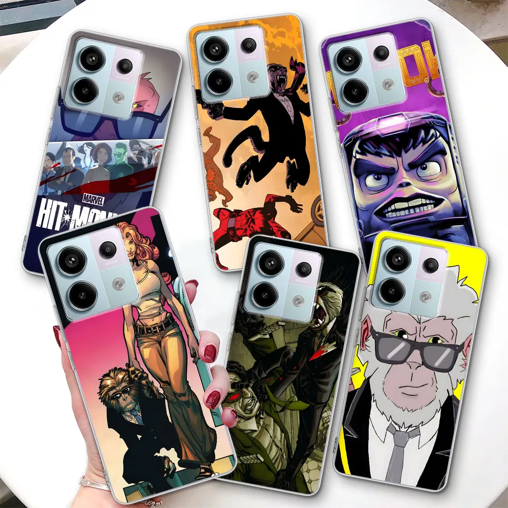 Super Hero Hit Monkey Phone Case for Xiaomi Redmi Note 13 11 11S 11E 12 12S 9 10 11T 10S 8 Pro 9S Transparent TPU Soft Cover