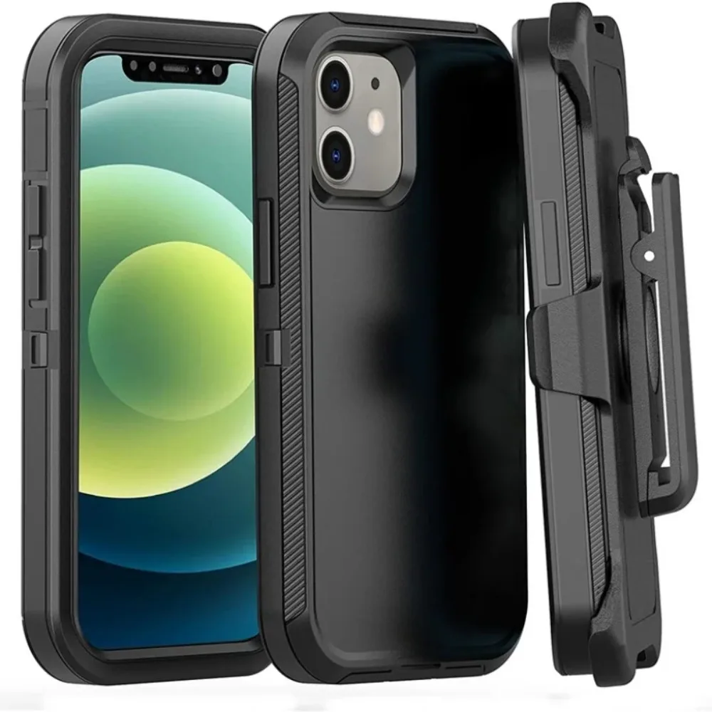 Otter Armor Box Case for IPhone16 ProMax15 14 13 12 11 Original Heavy Duty Armor 3 in1 Rotary Belt Clip Shockproof Protect Cover