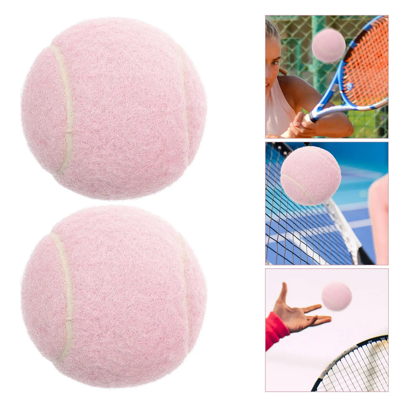 

2Pcs Training Pink Tennis Balls Rubber Playground Practice Tennis for Player Lightweight Beginner Reaction Improvement